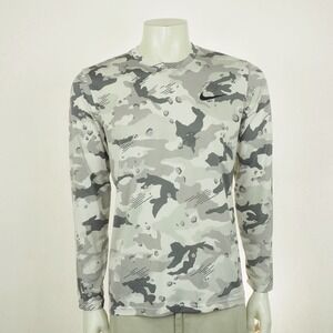Nike Legend Camo Tee Shirt Mens Medium Gray Dri-Fit Crew Athletic Cut Training